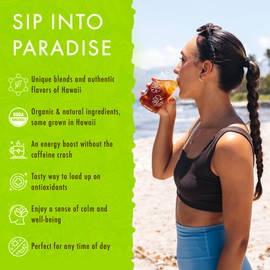 Hawaiian Natural Passion Fruit Orange Flavored Organic Tea - Tropical Fruit Green & Black Tea Blend, Perfect Daily Cup & Gift - 20 Bags