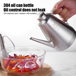 600ml Ölkanne Speiseölkanne mit Langem Mund Edelstahl Öl Flaschen Ölflasche Essig und Öl Spender Ölspender Olivenöl Flasche für Küche, Café, Hotel und Restaurant