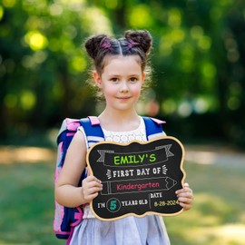 PETCEE First & Last Day of School Chalkboard - 9.5" x 12" Back to School Board Sign Reusable 1st Day of Preschool Kindergarten Photo Props Gifts for Kids Girls Boys