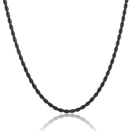 RWQIAN Men's Cord Chain Silver/Gold/Black Stainless Steel Twisted Chain Width 2/2.5/3/4 mm Women's Necklace Length 45-60 cm, Stainless Steel