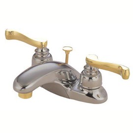 Kingston Brass KB8629FL Royale Center Set Bathroom Faucet with Brass Pop-Up Drain, 4.25", Brushed Nickel/Polished Brass