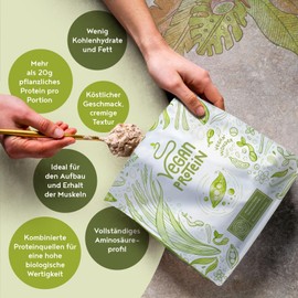 Vegan protein, unsweetened, vegetable protein powder from sprouted wild rice and peas, 22 g protein per serving, 600 g powder