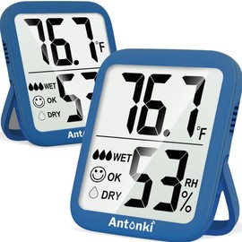 Antonki 2 Pack Room Thermometer for Home, Digital Temperature and Humidity Monitors, Indoor Hygrometer Sensor, Humidity Gauge, Humidity Meter for Baby Room, Terrarium, Incubator, Greenhouse