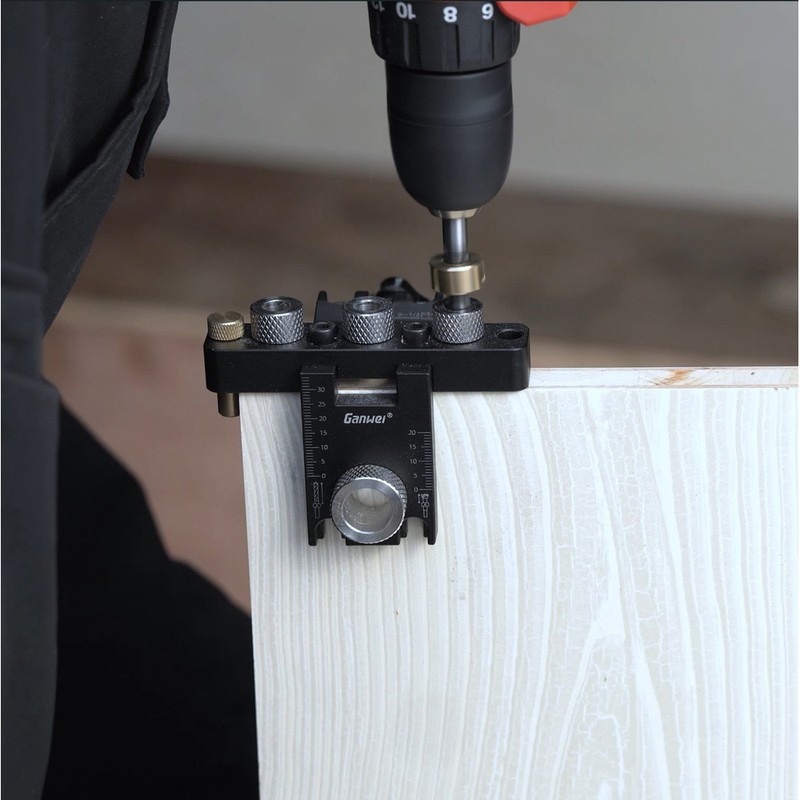 3in1 Woodworking Holes Drilling Locator Aluminum Alloy Punch Positioner Woodpiece