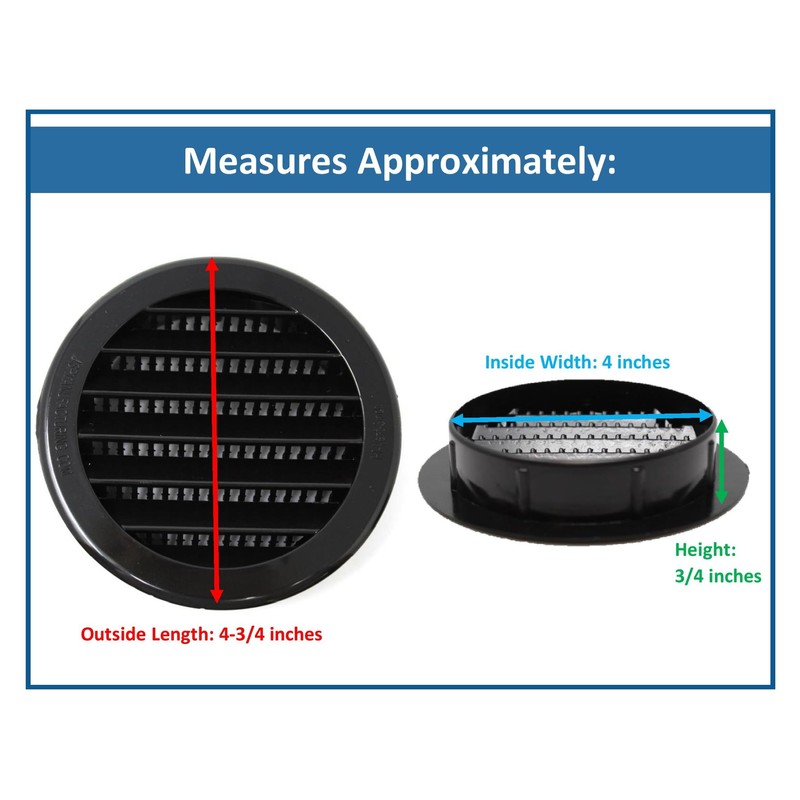 4" Round Plastic Louver Soffit Air Vent Reptile Screen Grille