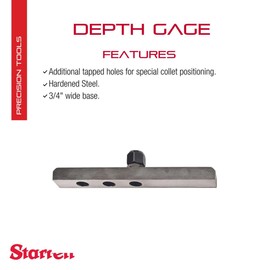 Starrett Depth Gage Base with Stem Collet - for Special Collet Positioning - Hardened Steel, 6" Long, 3/4" Wide Base - 648-6
