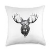Moose with Ski Goggles Skiing Snowboarding Winter vacation Throw Pillow