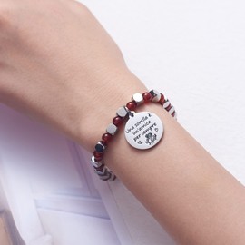 LParkin Friendship Bracelet Birthday Friendship Gift A Sister is a Friend Forever Women Bracelets, Stainless Steel, Agate