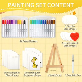 Magic 3D Foam Texture Painting Kit - 51 Pcs Puffy Paint Drawing Sponge Paper Kids Art Kit - DIY Popcorn Textured Magical Canvas Puff Paint Kid Craft Set - 24 Water Color Acrylic Marker Pens Kid Gifts