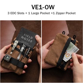 VIPERADE VE1-OW Small EDC Pocket Pouch, Waxed Canvas EDC Organiser Bag, Small EDC Tool Bag with 5 Pockets, Small Multitool Pockets Organiser for Torch, Multitools, Pen, Notebook, Tanning