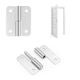 HSMT-Bisagras elevadoras de 2.5 pulgadas, bisagra de bandera pequeña de acero inoxidable 304, extraíble para puertas de metal de madera, puertas de gabinetes, cajas de metal y más (zurdos, 4 piezas)