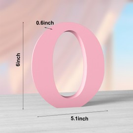 Aruatu 6 Inch Pink Wood Letters Unfinished Wood Letters for Wall Decor Decorative Standing Letters Large Letters for Wall Decoration for Craft Home Party Projects (Q)