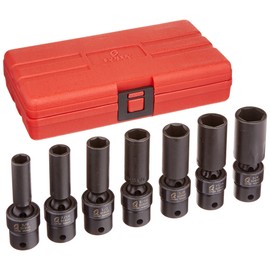 Sunex International 3656 3/8" Drive Fractional 6 Point Deep Universal Impact Socket Set - 7 Pc.