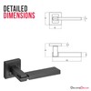 Decoranddecor Alloy Door Lever Handle Set Black on Square Rose