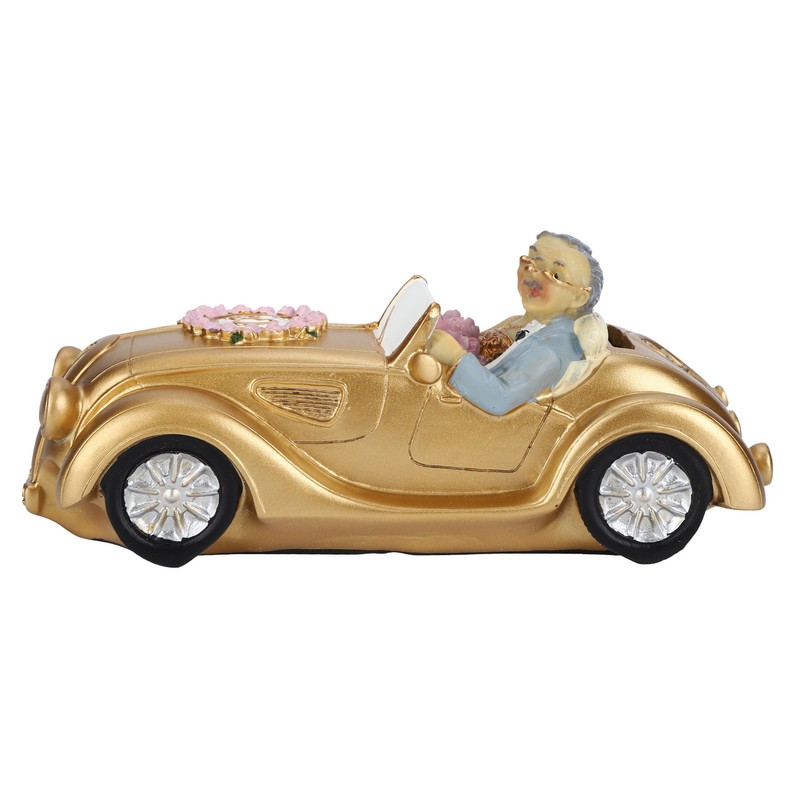 Old Couple Resin Grandma and Grandpa Car Model Saving Pot