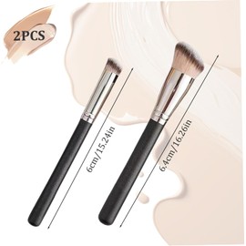 Brocha correctora, 2 brochas Kabuki en ángulo con cerdas elásticas, mezcla para maquillaje, brochas de contorno portátiles para maquillaje, líquido, crema y polvo fijador para mezclar