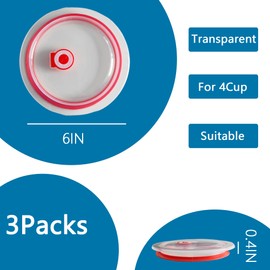 4 Cup Replacement Lids Compatible with Pyrex 7201-PC Glass Bowls Round (Bowls not Included) Storage Cover Lid With Ventilation Hole, Scale Marking 3Pcs