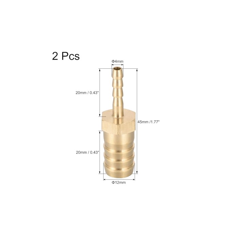 sourcing map Straight Brass Barb Fitting Reducer, Fit Hose ID