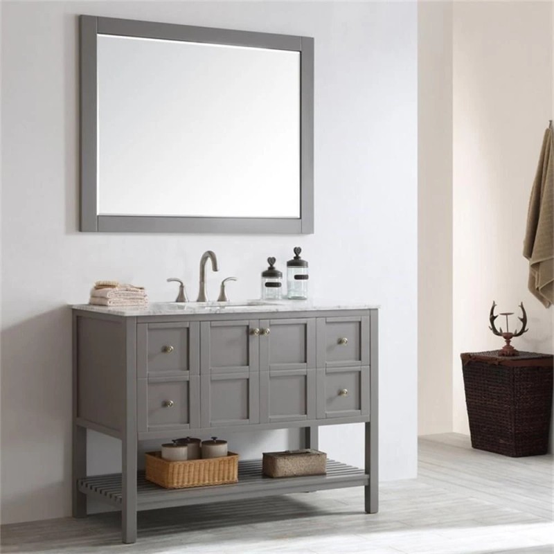 Vinnova Florence 48" Bathroom Vanity Framed Wall Mirror in Gray