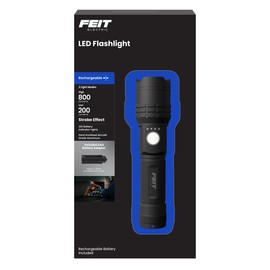 Feit Electric Flex Power Flashlight, 800 Lumens, Rechargeable & AAA Battery Compatible, Aircraft-Grade Aluminum, USB-C Charging, Adjustable Beam, Emergency Glass Breaker Bezel, FLR800/FLEX