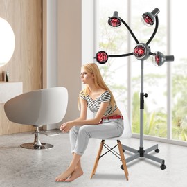 Treliamd Hair Dryer,5 Head Infrared Heat Lamp,Adjusting Height Styling Perming Dryer,Salon Heat Lamp Headed Lamp,Infrared Light with 6.56ft Power Cord for Hair Care,Coloring,Oiling (Silver-Grey)