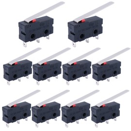 Twidec/10Pcs Mini Micro Limit Switch 5A 125 250V AC SPDT 1NO 1NC Long Straight Hinge Lever Arm Switch Snap Action Button Type 3 Pins KW11-3Z03