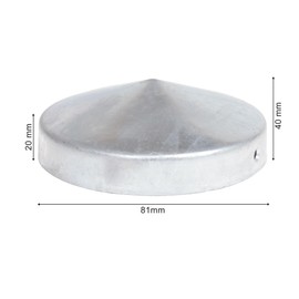 4 x Post Caps Round Steel Fire-Dip Galvanised 81 mm Diameter