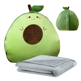 MeYuxg 140 x 170 cm Travel Blanket and Pillow with Cover 3-in-1, Nap Pillow Blanket, Car Sofa, Backrest Cushion for Children, Boys, Girls, Soft Gifts Adults (Avocado)