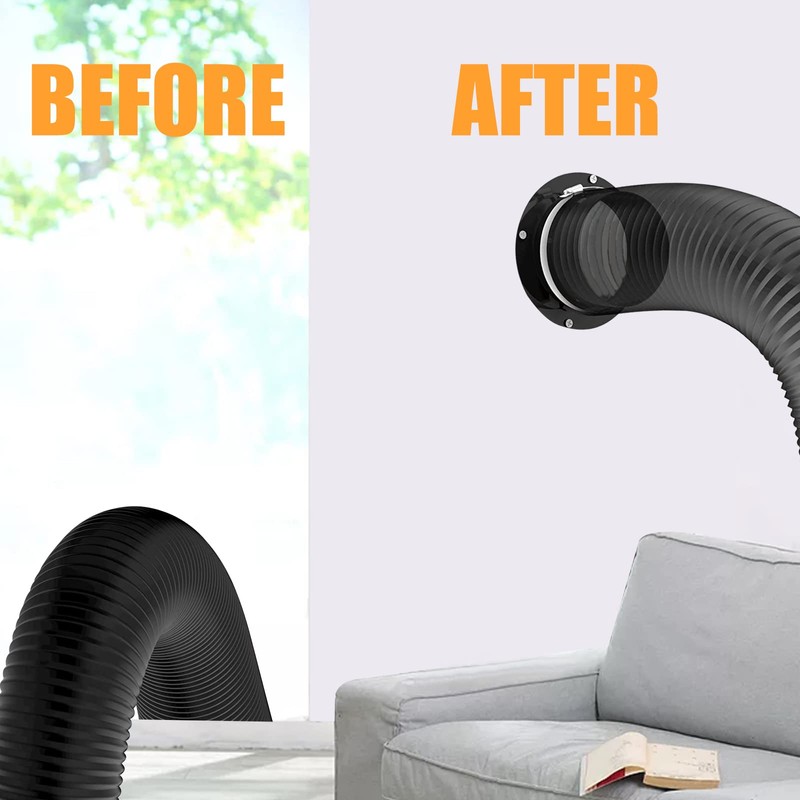 Teqooza 4" Duct Connector, 100mm Diameter Black Plastic Straight Pipe