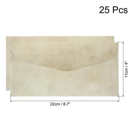 MECCANIXITY 25 Packs Envelopes Vintage Stationery Aged Paper Deep Khaki Stationery Old Fashion Paper for Letter Writing, Invitations, Wedding-8.7x4 Inch