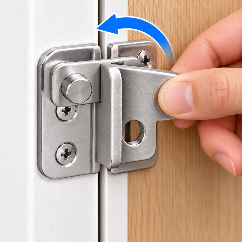 Stainless Steel Right-Open Door Lock Latch – Lockable Security Bolt