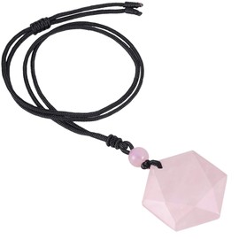 Nupuyai Star of David Hexagram Pendant Necklace for Women Men, Healing Crystal Amulet Stone Pendant with Adjustable Cord 18-28 Inches, Rose Quartz