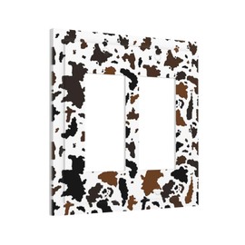 Nijuodnijir Decorative Outlet Covers Rustic Cowhide Highland Cow Milk Cow 2 Gang Double Gfci Rocker Electrical Wall Panels Light Switch Cover Plate For Farmhouse Home Decor