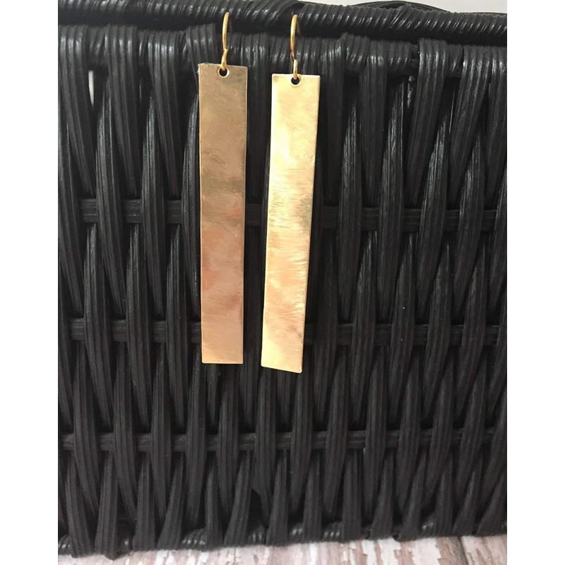 Long Brass Bar Dangle Earrings