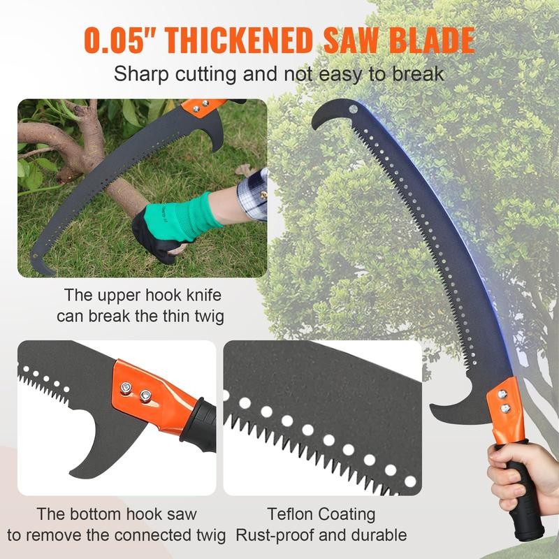 VEVOR Manual Pole Saw, 7.3-27 ft Extendable Tree Pruner, Sharp