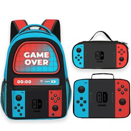 YOZIRIBO Boys Backpack Set With Lunch Bag and Pencil Case, Gamer Backpacks For Kids Boys Children Teens, Video Game Bookbag, Large Travel Laptop Backpacks
