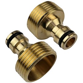 AERZETIX - C47450 - Solder/Set with 2 Male Adapters 1'' - Quick Coupling for Taps - Male Thread - Tap Nose - Accessories/Garden Tools/Plumbing/Irrigation - Brass