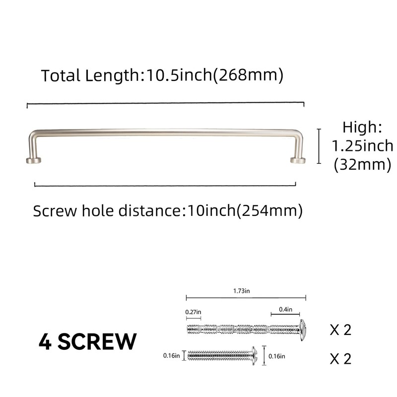POVEFONK 6 Pack 10 inch(254mm) Brushed Satin Nickel Kitchen Cabinet