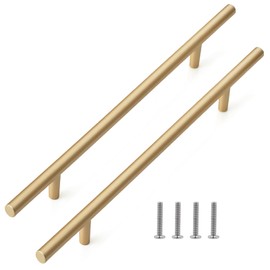 SNOMEL 2 Pack 9.6 Inch Length Kitchen Cabinet Handles Gold, 7.6 Inch Hole Center Aluminium Alloy Cabinet Pulls, Kitchen Hardware Door Pulls for Drawer Dresser Cupboard Wardrobe