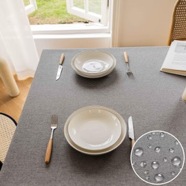 Home Brilliant Grey Table Cloths Wipe Clean, Waterproof Tablecloth Rectangle for Indoor Outdoor, Table Cover Easy Care for Daily Use, Light Grey, 55x72 inch, 140CM x 183CM