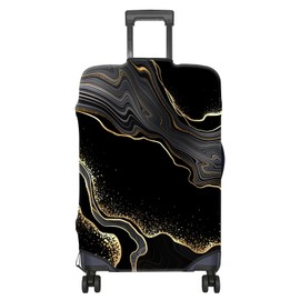 BHAHB Luggage Suitcase Cover Protector Luggage Elastic Washable Baggage Covers Cute Aesthetic for Unisex Women Girls Travel Trip S(19-21 inch)-Black Marble