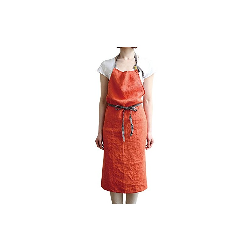 Linen Full Apron Manon (Tarocco) A219 [Lino e Lina/Lino e