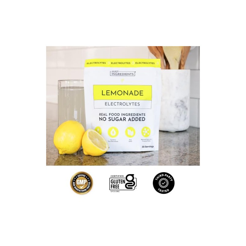 JUST INGREDIENTS Mezcla de bebida de electrolitos de limonada -