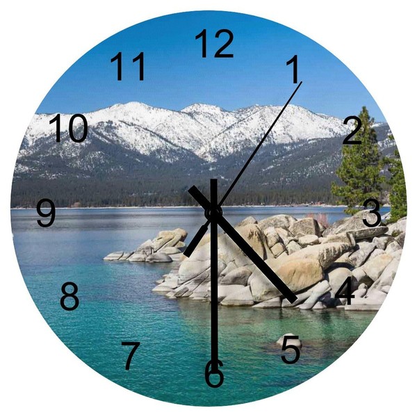 EQEY Lake Tahoe Wall Clock Silent Non Ticking Round Home