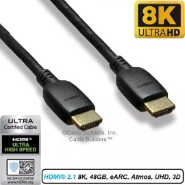 Cable Builders® ULTRA 2.1 HDMI CABLE 8K CERTIFIED 8K@60 4K@120 48GBps UHD 3FT 6FT 10FT 15FT - 10 ft