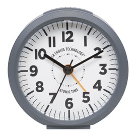 La Crosse Technology 617-710-INT 4-Inch Round Gray Atomic Analog Alarm Clock