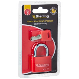 Sterling APL042P 40mm Aluminium Double Locking Padlock, Red Or Blue