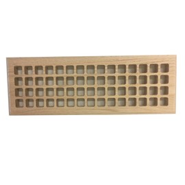 4 Inch x 14 Inch White Oak Hardwood Vent Floor Register Surface Mount, Eggcrate Style, Unfinished