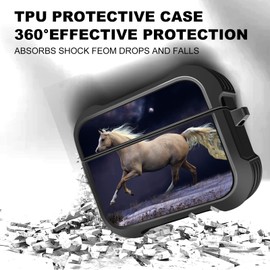 MINGDAO Compatible with AirPods Pro 2nd / AirPods Pro Charging Case, Patterned Soft TPU Shockproof Protective Cover Case (Horse Galloping-2)