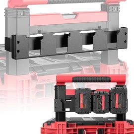4 Slots Battery Holder Compatible with Milwaukee 18V Battery,Effortless Side Storage Solution Fit for Milwaukee Packout Rolling Toolbox,Mounted Back on Packout Toolbox